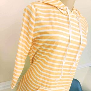Comfortable & durable Yellow Striped Hooded Casual Dress. Size M